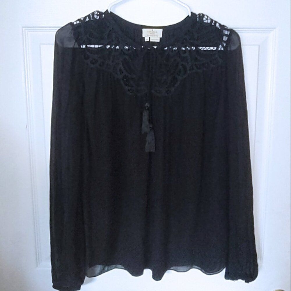 kate spade lace silk sheer blouse XS EUC - Picture 3 of 9